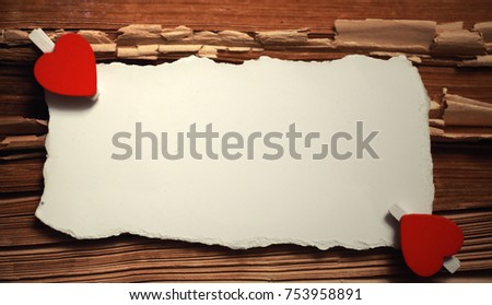 old white sheet of paper love notes and heart shape