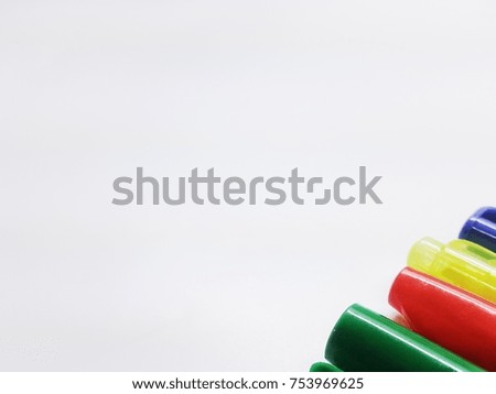 Directly Above Shot Of School Tools Pencil, Pen, Ruler, Pin, Paper Over White Background Royalty-Free Stock Photo #753969625