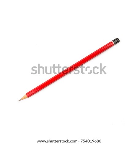 isolated red pencil on pure white background