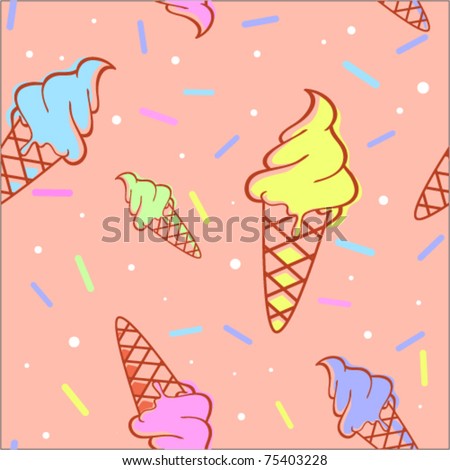 Colorful melting ice-cream seamless pattern
