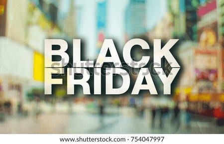 Black friday poster. Blurry cityscape background