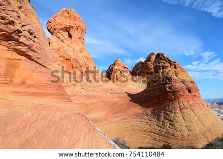 Red sandstone cliffs in the Arizona desert. Royalty-Free Stock Photo #754110484