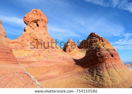 Red sandstone cliffs in the Arizona desert. Royalty-Free Stock Photo #754110586
