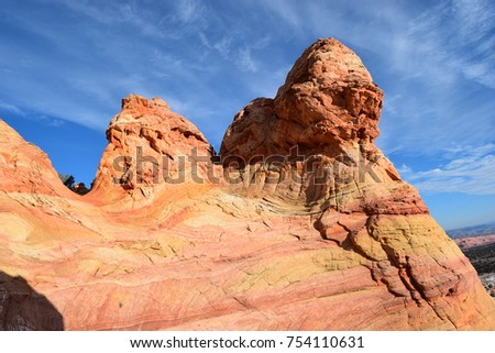 Red sandstone cliffs in the Arizona desert. Royalty-Free Stock Photo #754110631