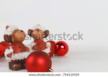 
Moose pair surrounded by red christmas tree balls 2