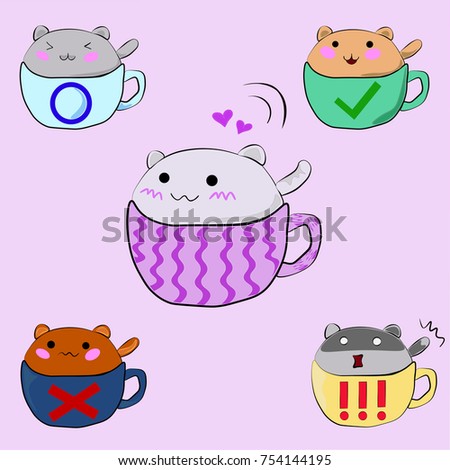cats in cups of emotion Royalty-Free Stock Photo #754144195