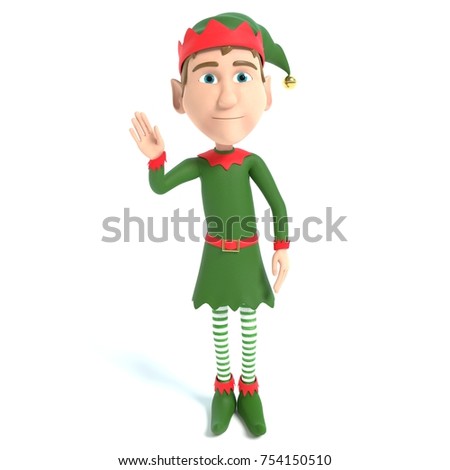 3d illustration of a Christmas Elf waving