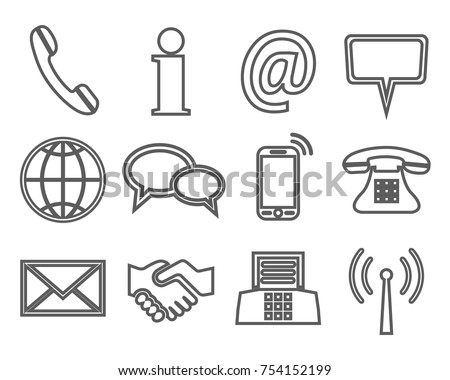 Gray contact icons one line - stock vector