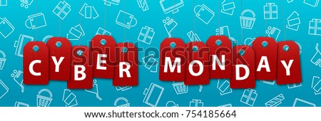 Vector realistic isolated promo banner for Cyber Monday for decoration and covering on the blue background. Concept of discount and sale.