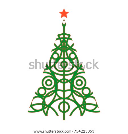 Geometric Christmas tree. New Year's tree logo. Christmas background. Vector illustration
