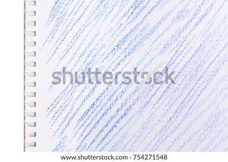 blue chalk shading on a sheet of paper
