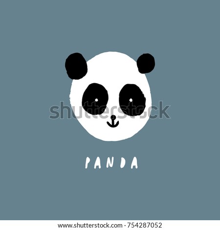 Vector, clip art. Hand drawn cute panda, baby, stylish, funny, pretty, minimal. Print, element for design. Isolated objects.