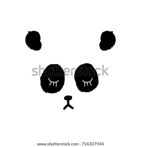 Vector, clip art. Hand drawn cute panda, mask, sleeping, baby, stylish, funny, pretty, minimal. Print, element for design. Isolated objects.