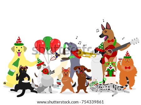 Christmas cats and dogs group