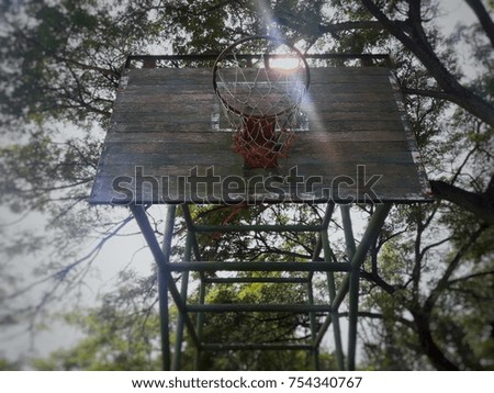 Basketball court in nature
