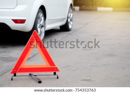 Car safety reflector sign for car, Emergency warning triangle.