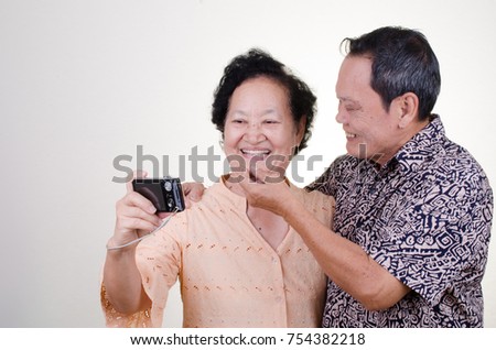 Asian Senior couple selfie