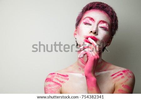 creative makeup for halloween. isolated on white background