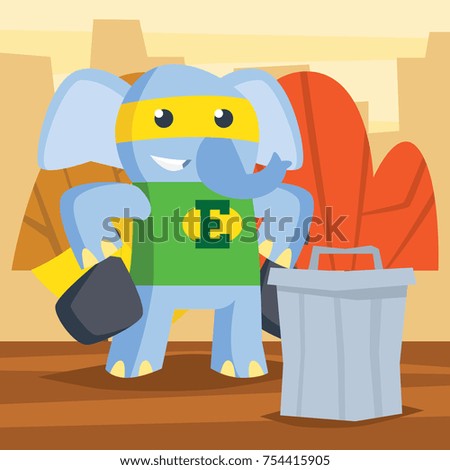 Cute elephant healthy habit and cleaning poster series