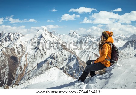 Amazing view to surrounding summits from Tourist peak in October 15. Royalty-Free Stock Photo #754436413