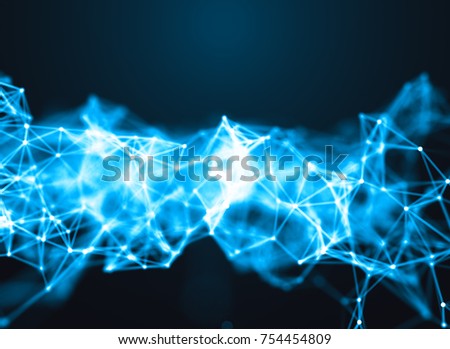 Abstract futuristic geometrical and science color neon background with space for copy. Plexus connection backdrop. Business presentation concept. Medical structure and artificial intelligence