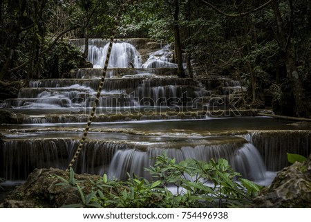 Huay Mae khamin waterfall (Khuean Srinagarindra National Park) of thailand. / Beautiful water fall.