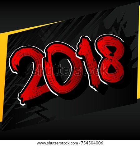 Creative happy new year 2018 design card on comic book background. Vector illustration.