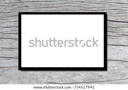 blank advertising billboard or wide screen television with natural wooden texture background, copy space for text or media content, commercial, marketing and advertisement concept