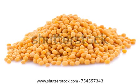 mustard seeds on white background Royalty-Free Stock Photo #754557343