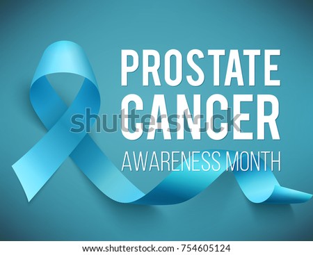 Realistic blue ribbon, world prostate cancer day symbol in november, vector illustration. Poster for cancer awareness month.