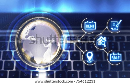 Real estate concept on the keyboard background