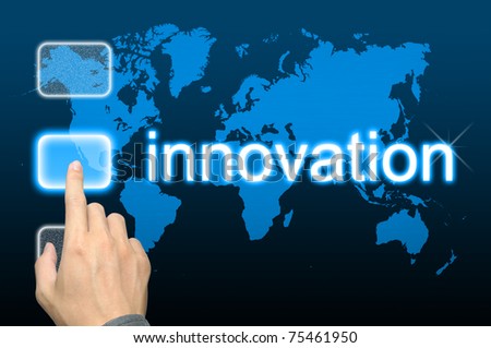 businessman hand pressing innovation button on a touch screen interface Royalty-Free Stock Photo #75461950