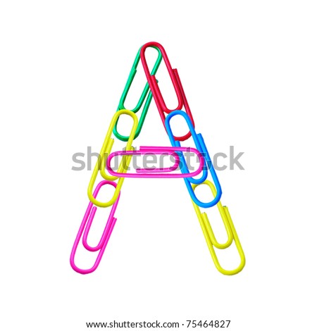 Alphabet A made from Color paper clips