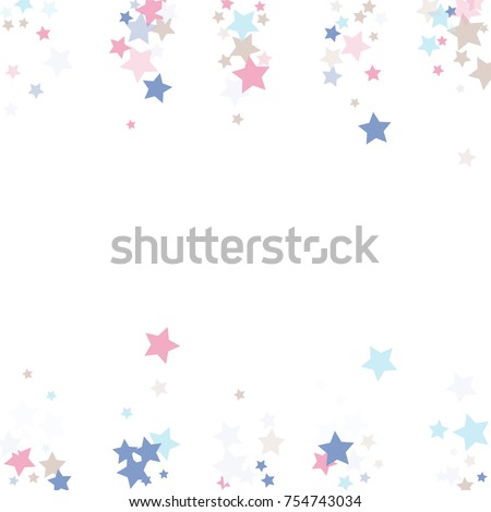 Luxury background of confetti stars in calm tones on a white background Design element. It is suitable for children's illustrations, banners, posters., Vector illustration, EPS 10.