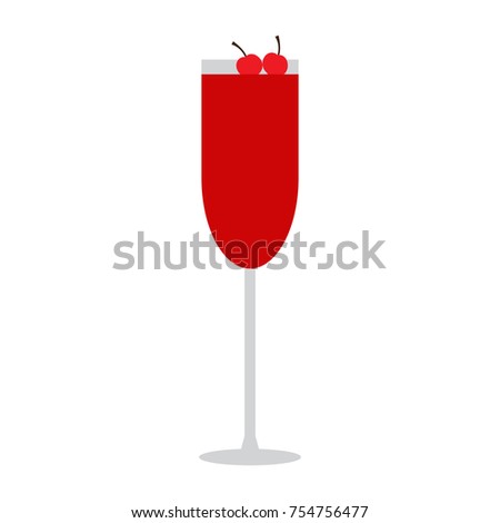 Cocktail isolated with cherries on white background, Vector illustration