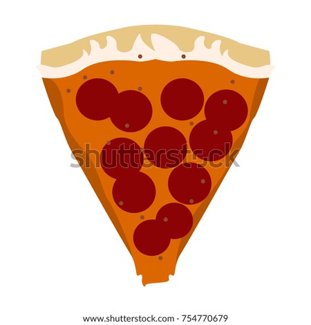 Slice of pizza isolated on white background, Vector illustration
