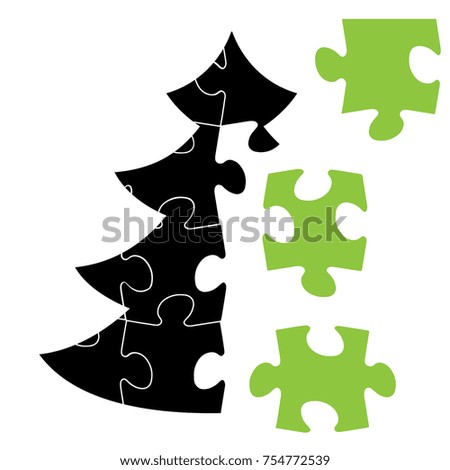 Simple vector christmas tree made from puzzle