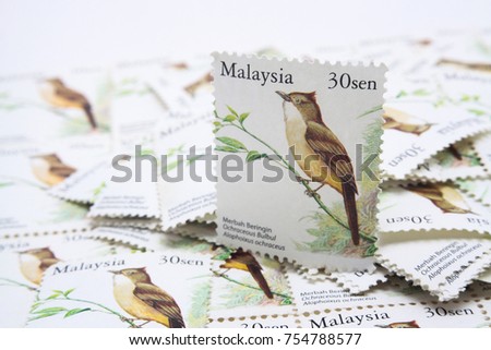 malaysia postage stamp Royalty-Free Stock Photo #754788577