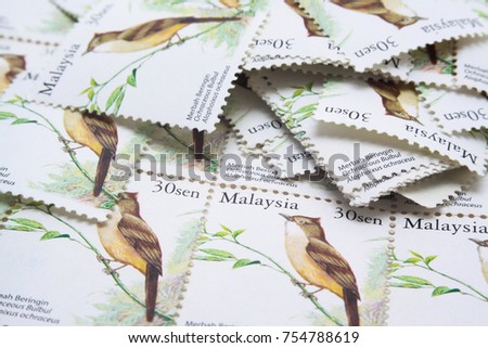 malaysia postage stamp Royalty-Free Stock Photo #754788619