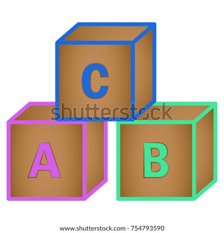 Cube toys isolated on white background, Vector illustration