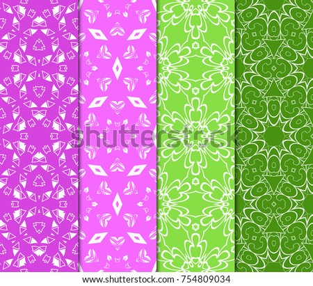 Set of decorative ethnic ornament. Seamless vector illustration. Floral style. for printing on fabric, paper for scrapbooking, wallpaper, cover, page book