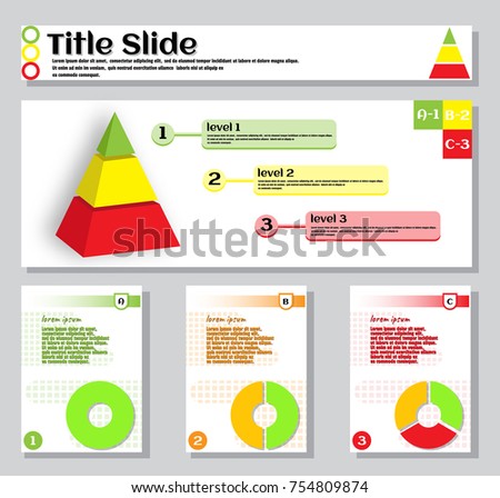 Bright, colorful template slide on business theme for annual report. Simple flat style. Template design for poster, banner, brochure, booklet. Cover of magazine. Vector illustration