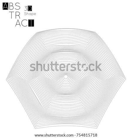 Abstract 3D wireframe geometric shape isolated on white background. 3D ripple effect. Circle wave on grid. Futuristic design element.