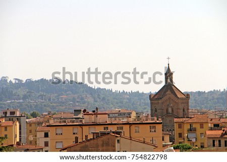 view from the balcony of a house on the hills and houses of Florence