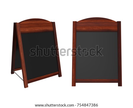 Wooden sandwich board isolated on white background, 3D rendering