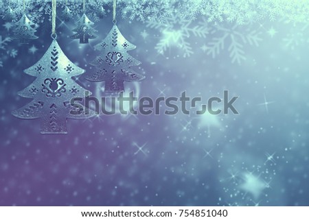 Christmas background with Christmas tree and snow