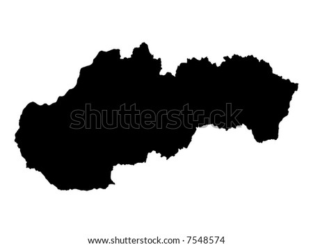 Detailed map of Slovakia, black and white. Mercator Projection.