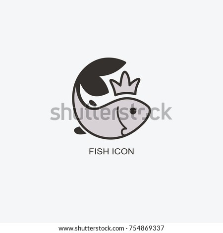 Fish in the crown logo template for design. Icon of seafood restaurant.
Animals in a natural environment. Illustration of graphic flat style
