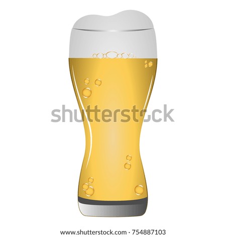 Beer glass with foam isolated on white background, Vector illustration