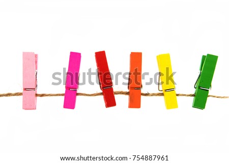colorful wooden clothespin isolated on white background Royalty-Free Stock Photo #754887961